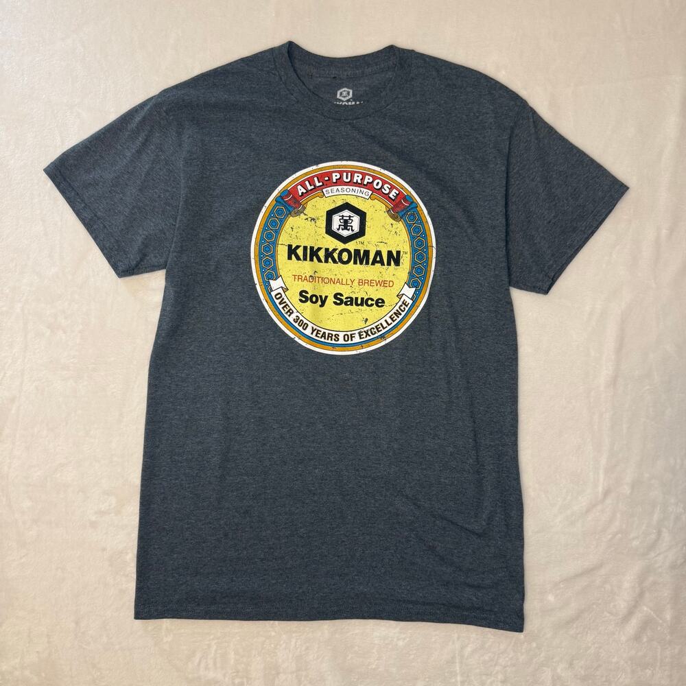 KIkkoman Soy Sauce Logo Gray T-Shirt Men's Medium